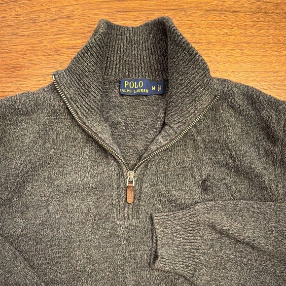 Polo Ralph Lauren Other - Polo Ralph Lauren Boy's M Gray Knit 1/4 Zip Mock Neck Sweater Preppy Old Money
